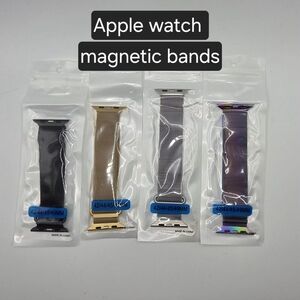 Apple Magnetic Milanese Loop Watch Bands - Black, Gold, Silver, Rainbow